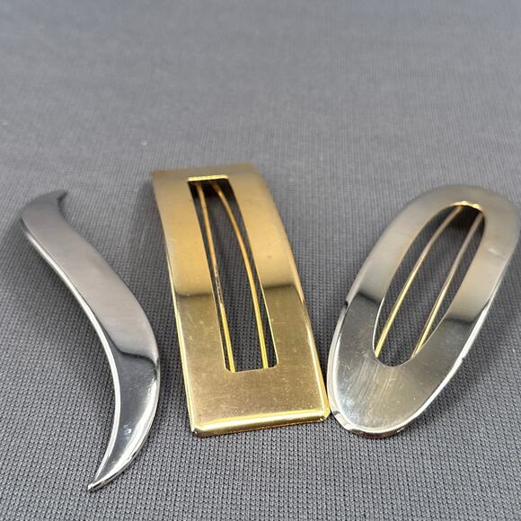 VTG Goody & Y2K Hair Barrettes Lot Silver Gold Metal Modernist Coquette Clips - Picture 1 of 13
